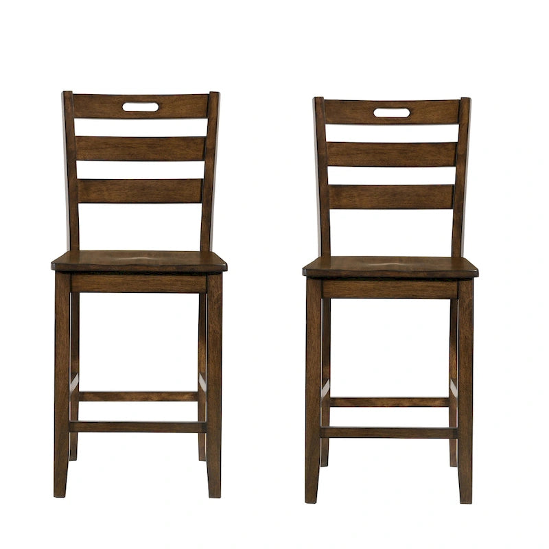 Chaises de comptoir rustiques en bois à dossier échelle, ensemble de 2