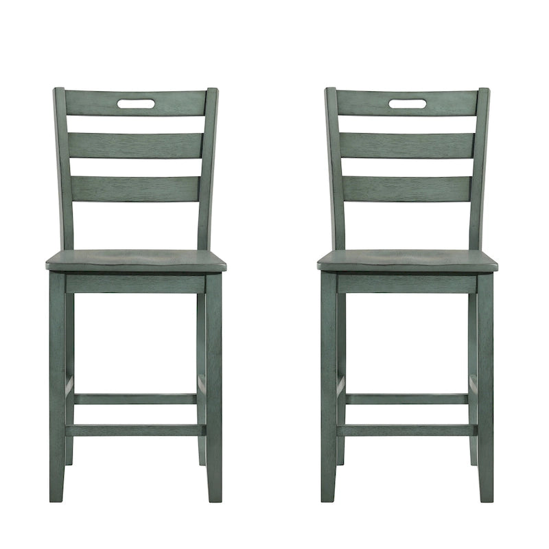 Chaises de comptoir rustiques en bois à dossier échelle, ensemble de 2