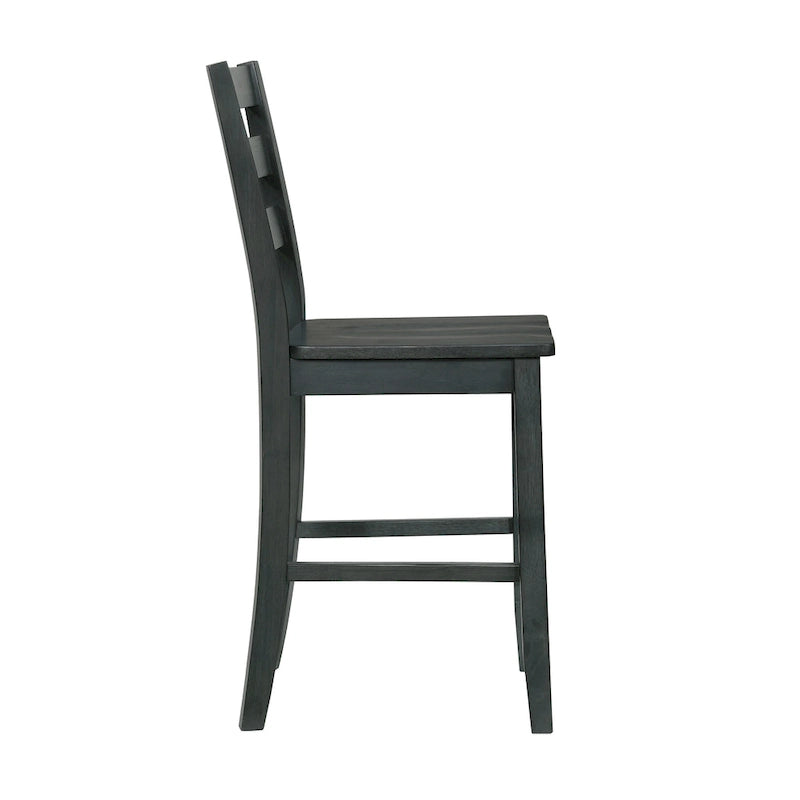 Chaises de comptoir rustiques en bois à dossier échelle, ensemble de 2