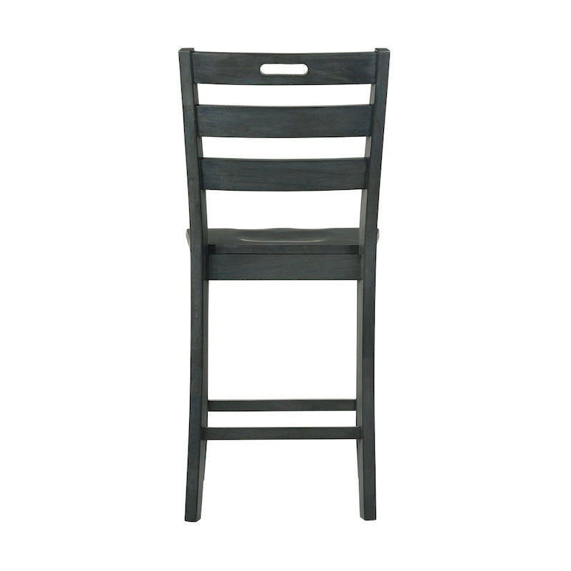 Chaises de comptoir rustiques en bois à dossier échelle, ensemble de 2