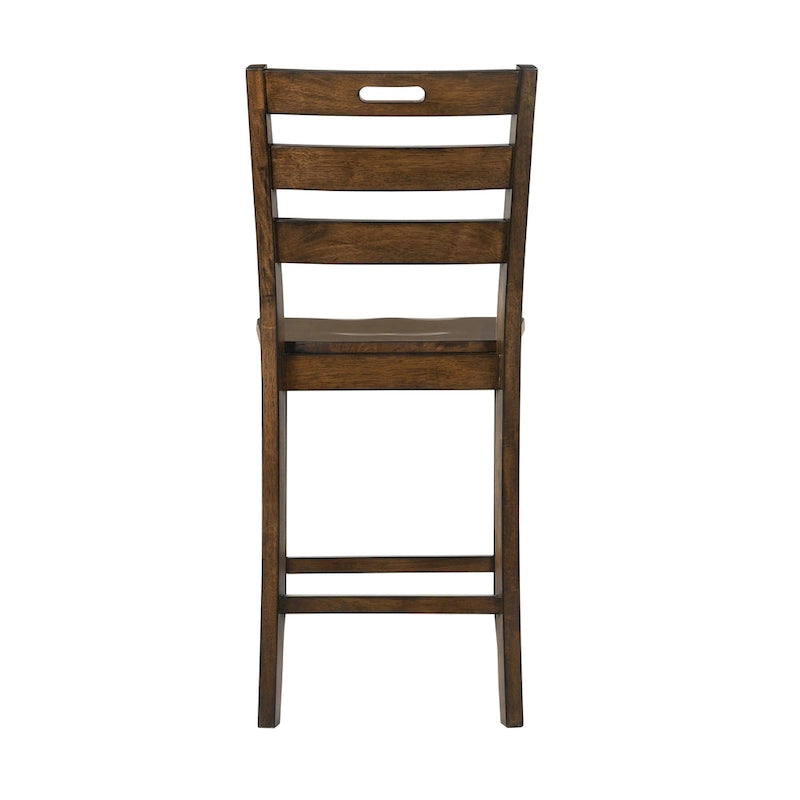 Chaises de comptoir rustiques en bois à dossier échelle, ensemble de 2