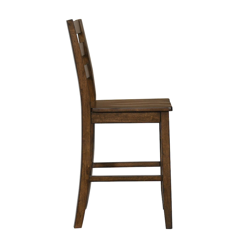 Chaises de comptoir rustiques en bois à dossier échelle, ensemble de 2
