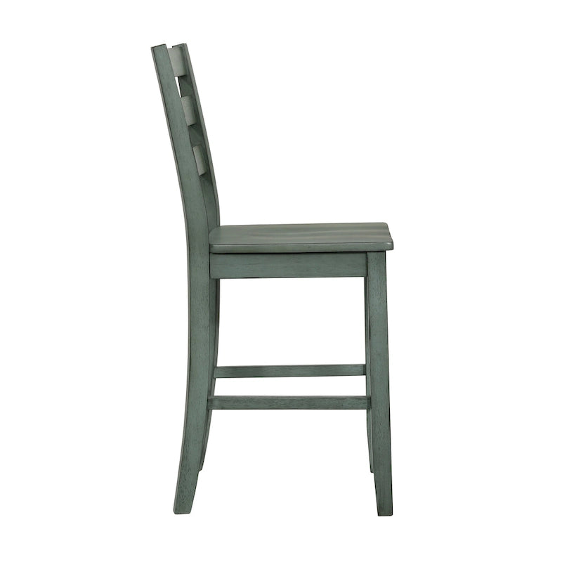 Chaises de comptoir rustiques en bois à dossier échelle, ensemble de 2
