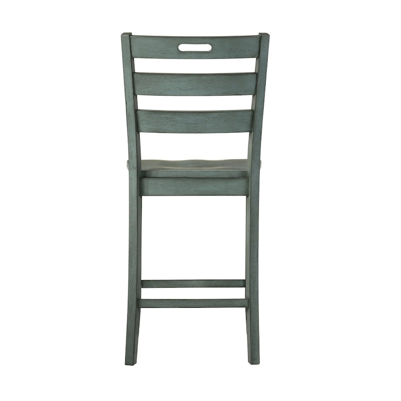 Chaises de comptoir rustiques en bois à dossier échelle, ensemble de 2