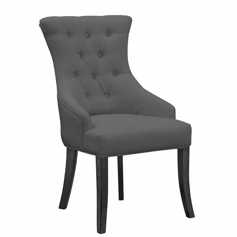 Lot de 2 chaises de salle à manger ailées en tissu beige avec dossier capitonné