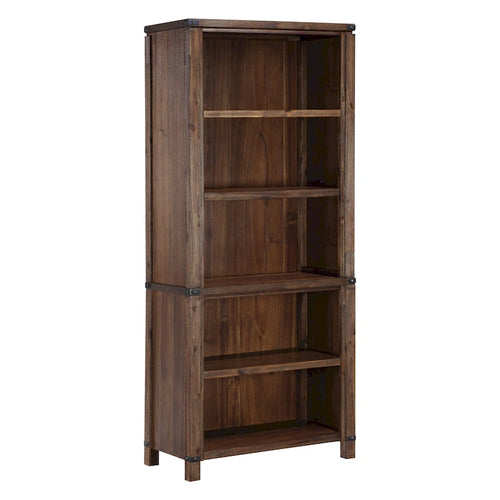 Étagère industrielle rustique en bois de 72 pouces de hauteur avec étagères réglables