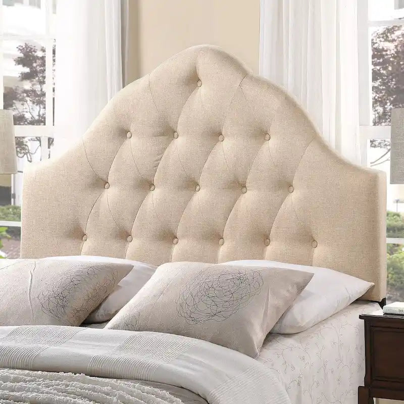 Button-Tufted High Arch Queen-Size Upholstered Bedroom Headboard