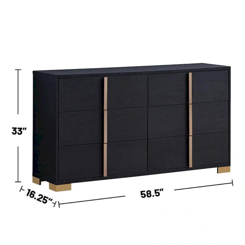 Commode en bois à 6 tiroirs avec poignées en métal