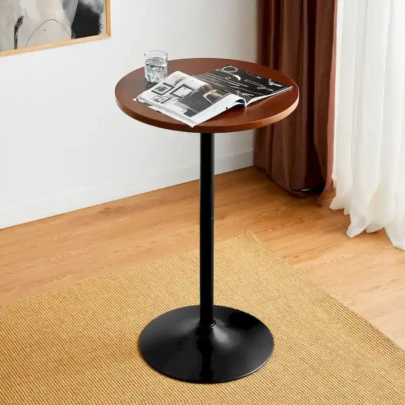 Table de bistrot moderne ronde à plateau noyer pour pub-bar