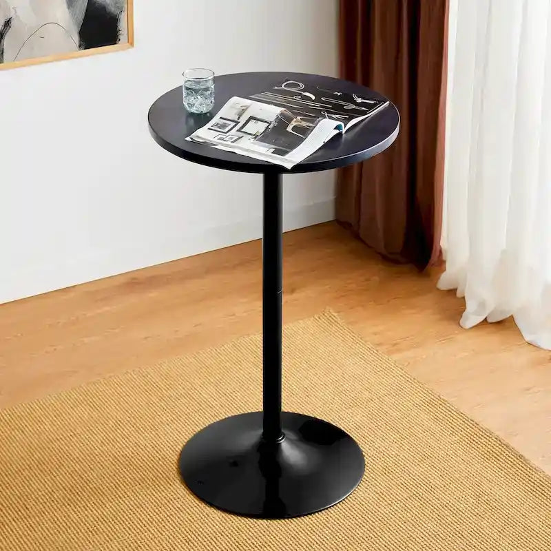 Table de bistrot moderne ronde à plateau noyer pour pub-bar