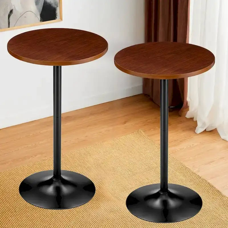 Table de bistrot moderne ronde à plateau noyer pour pub-bar