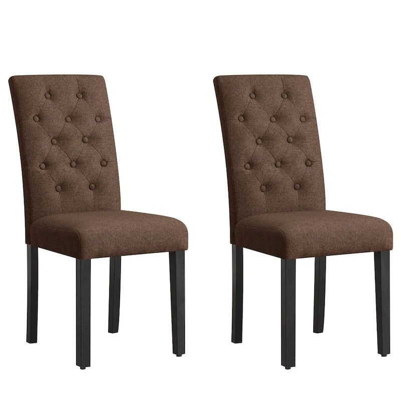 Lot de 2 chaises de salle à manger capitonnées en lin