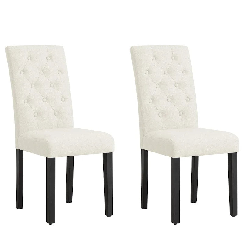 Lot de 2 chaises de salle à manger capitonnées en lin