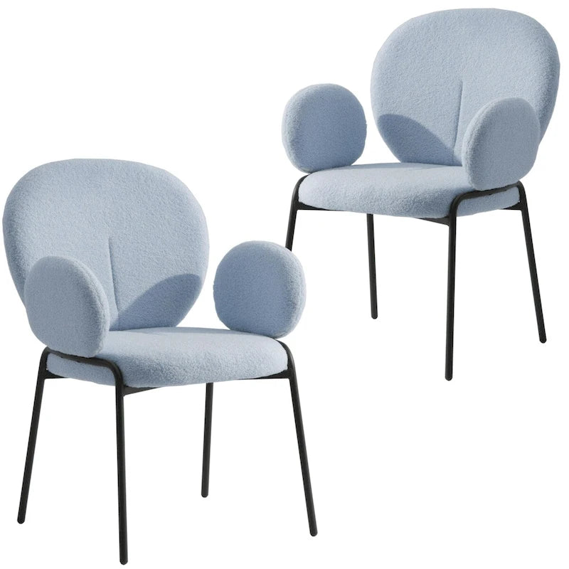 Chaises de salle à manger en fer rembourrées Boucle avec accoudoirs, lot de 2