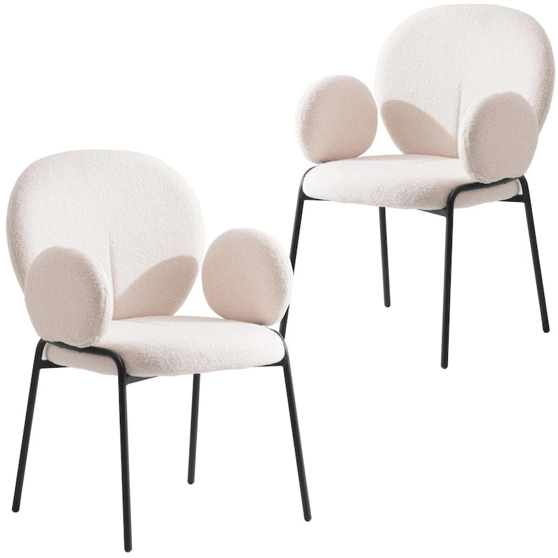 Chaises de salle à manger en fer rembourrées Boucle avec accoudoirs, lot de 2