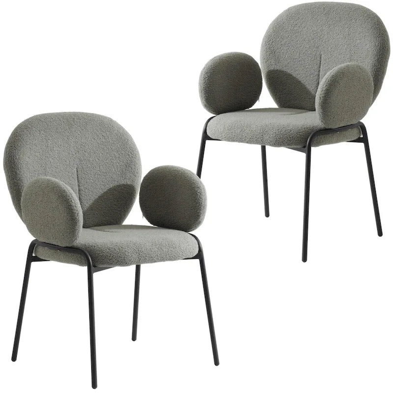 Chaises de salle à manger en fer rembourrées Boucle avec accoudoirs, lot de 2