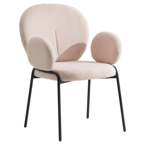 Chaises de salle à manger en fer rembourrées Boucle avec accoudoirs, lot de 2
