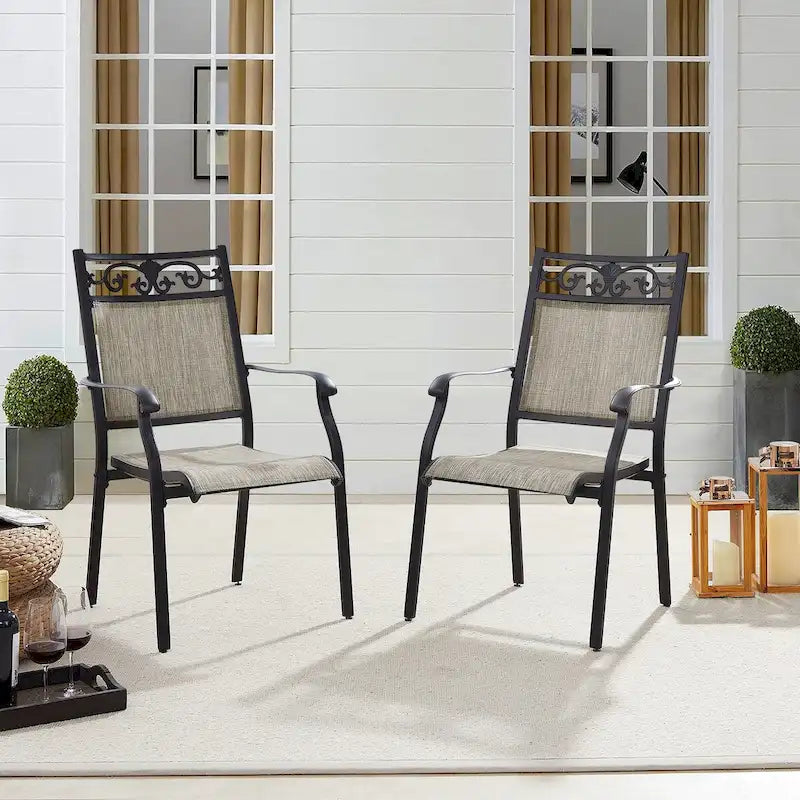 Chaises de salle à manger empilables d'extérieur tout temps, lot de 2 ou 4