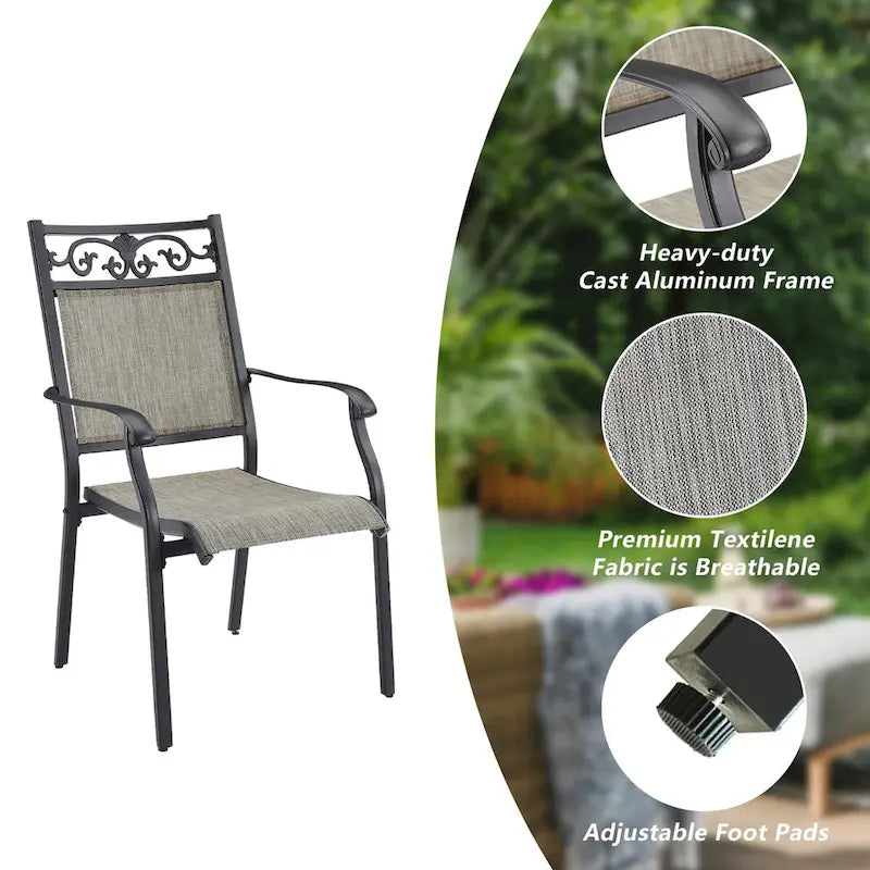 Chaises de salle à manger empilables d'extérieur tout temps, lot de 2 ou 4