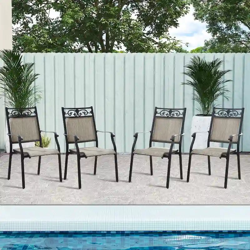 Chaises de salle à manger empilables d'extérieur tout temps, lot de 2 ou 4