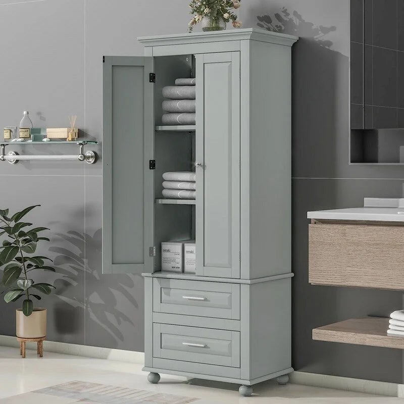 Meuble de rangement haut de cuisine blanc avec deux tiroirs pour salle de bain/bureau