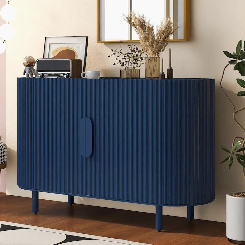 Buffet en MDF avec étagères réglables et porte d'armoire ondulée